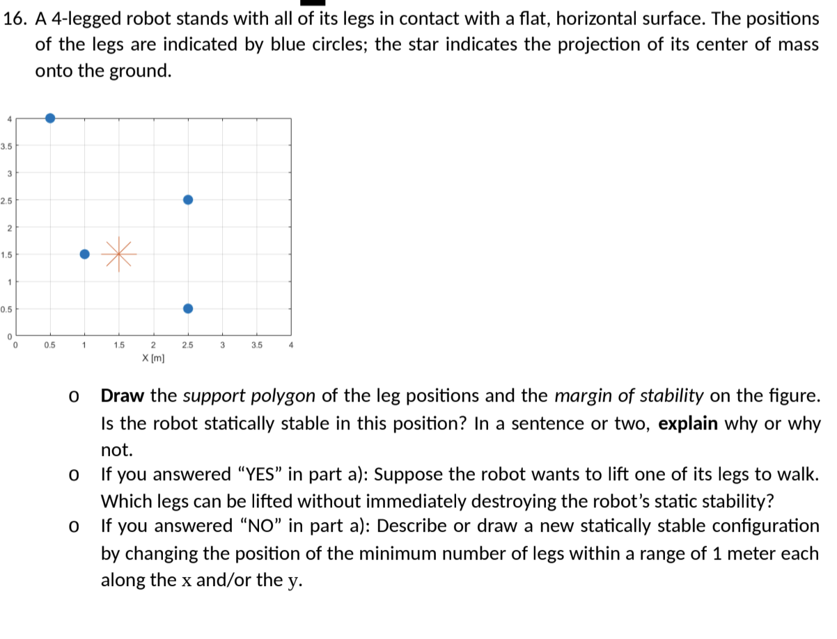16. A 4-legged robot stands with all of its legs in | Chegg.com