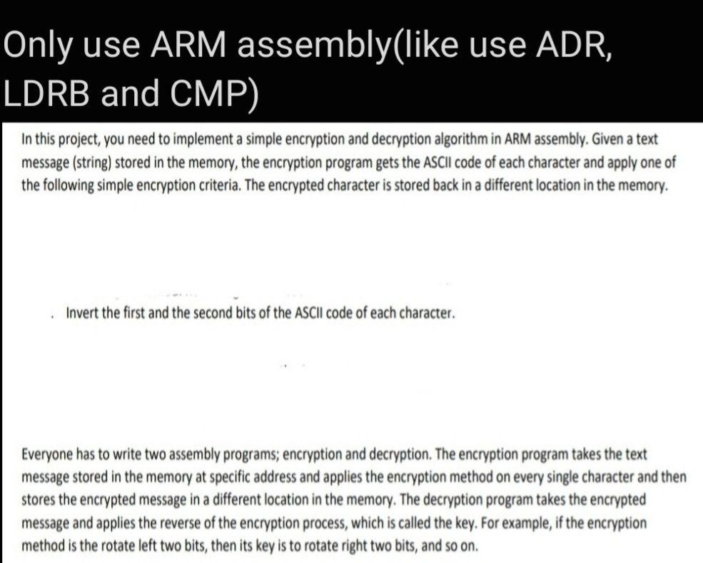 Solved Only use ARM assembly(like use ADR, LDRB and CMP) In