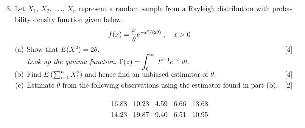 Solved 3. Let X1,X2,…,Xn represent a random sample from a | Chegg.com