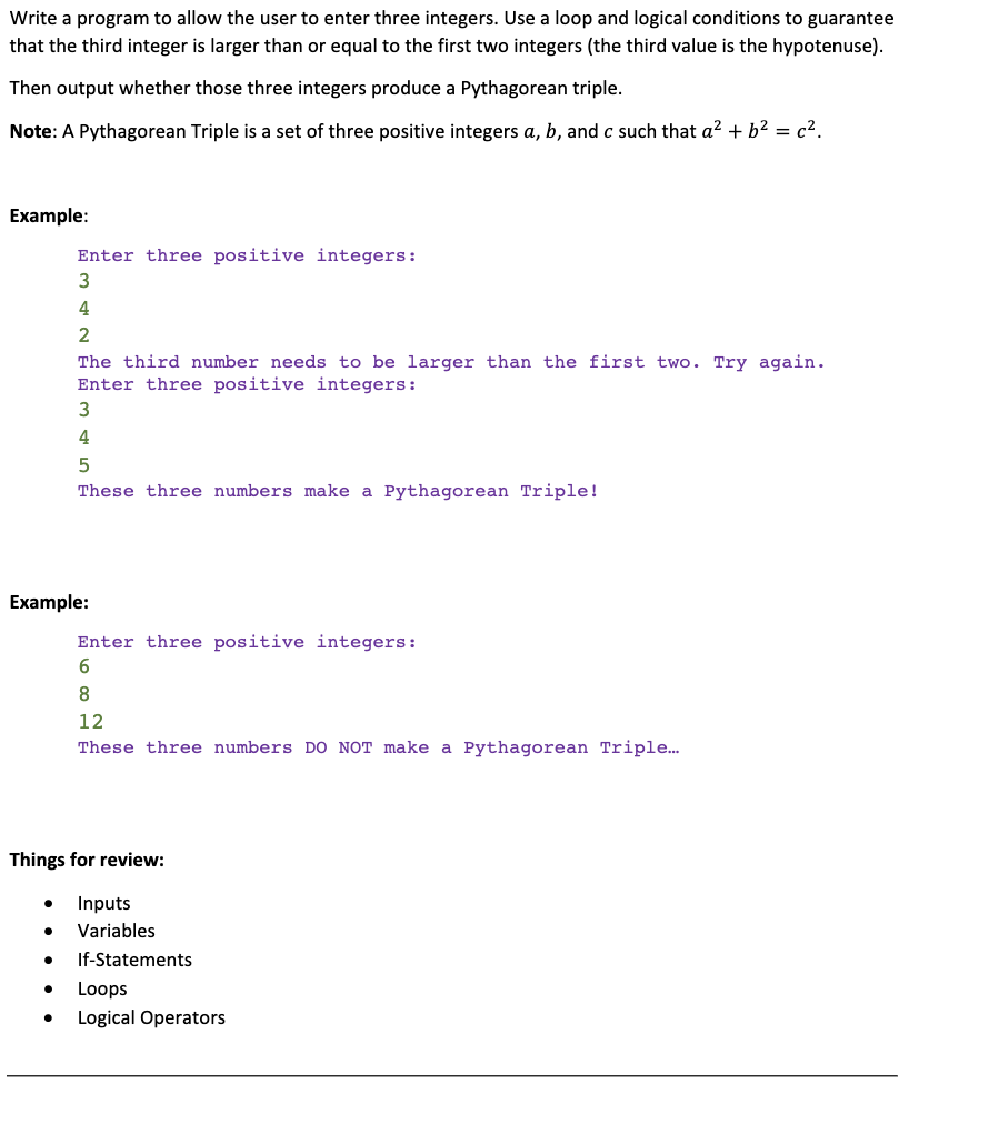 Solved Write a program to allow the user to enter three | Chegg.com