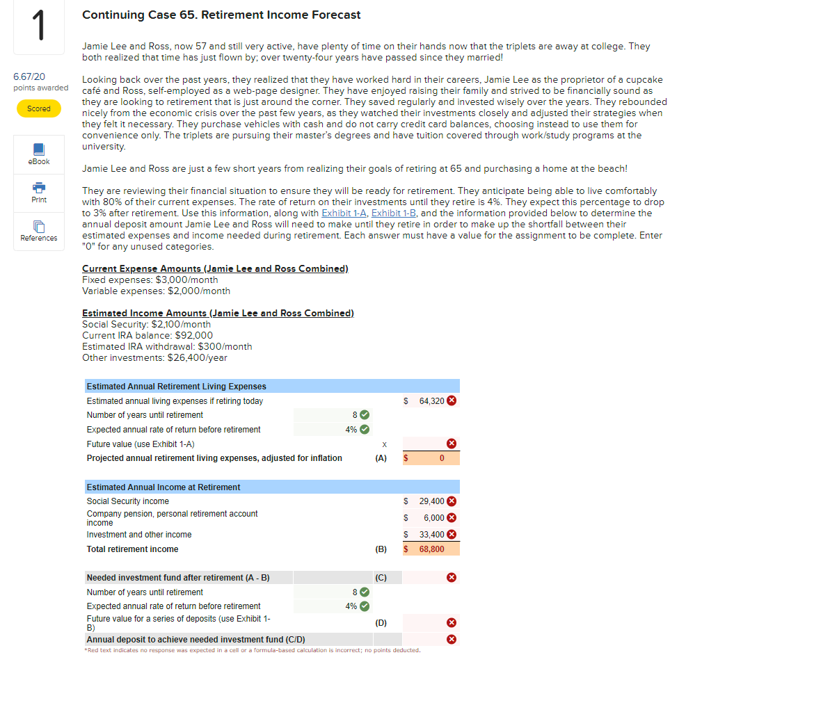 Continuing Case 65. Retirement Income Forecast 1 | Chegg.com