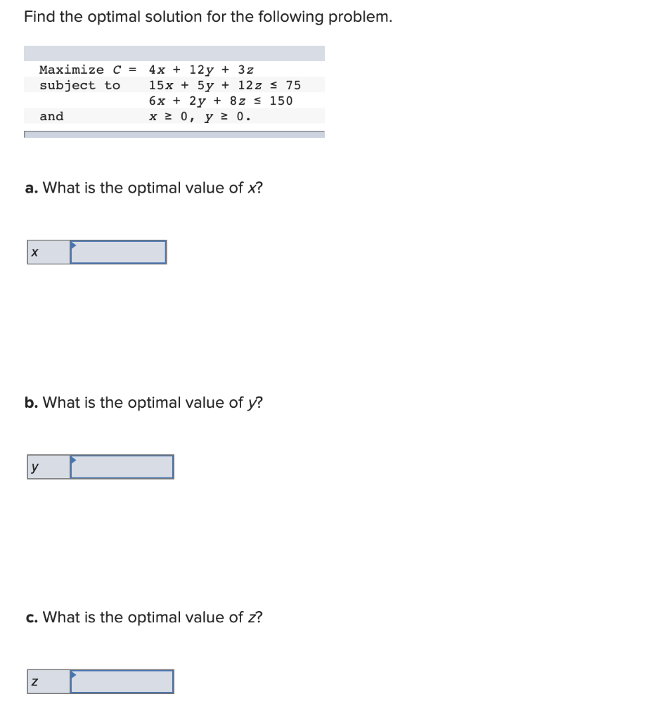 Solved Find the optimal solution for the following problem. | Chegg.com