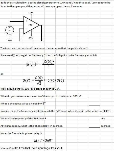 Solved Build the circuit below. Set the signal generator to Circuit Diagram