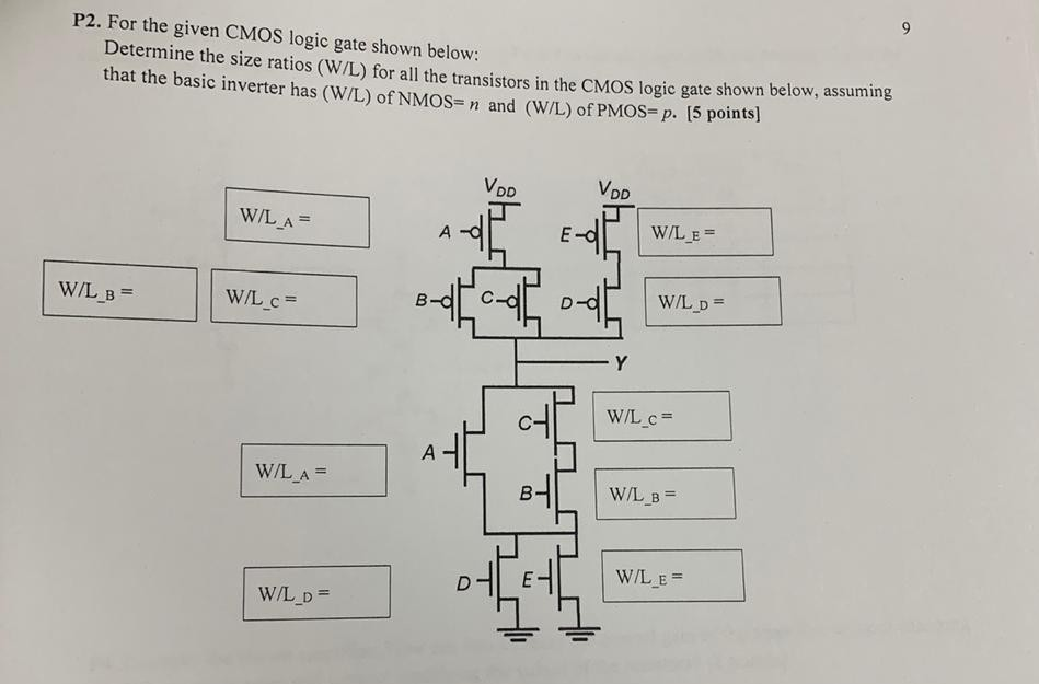 Solved P2 For The Given Cmos Logic Gate Shown Below Det Chegg Com
