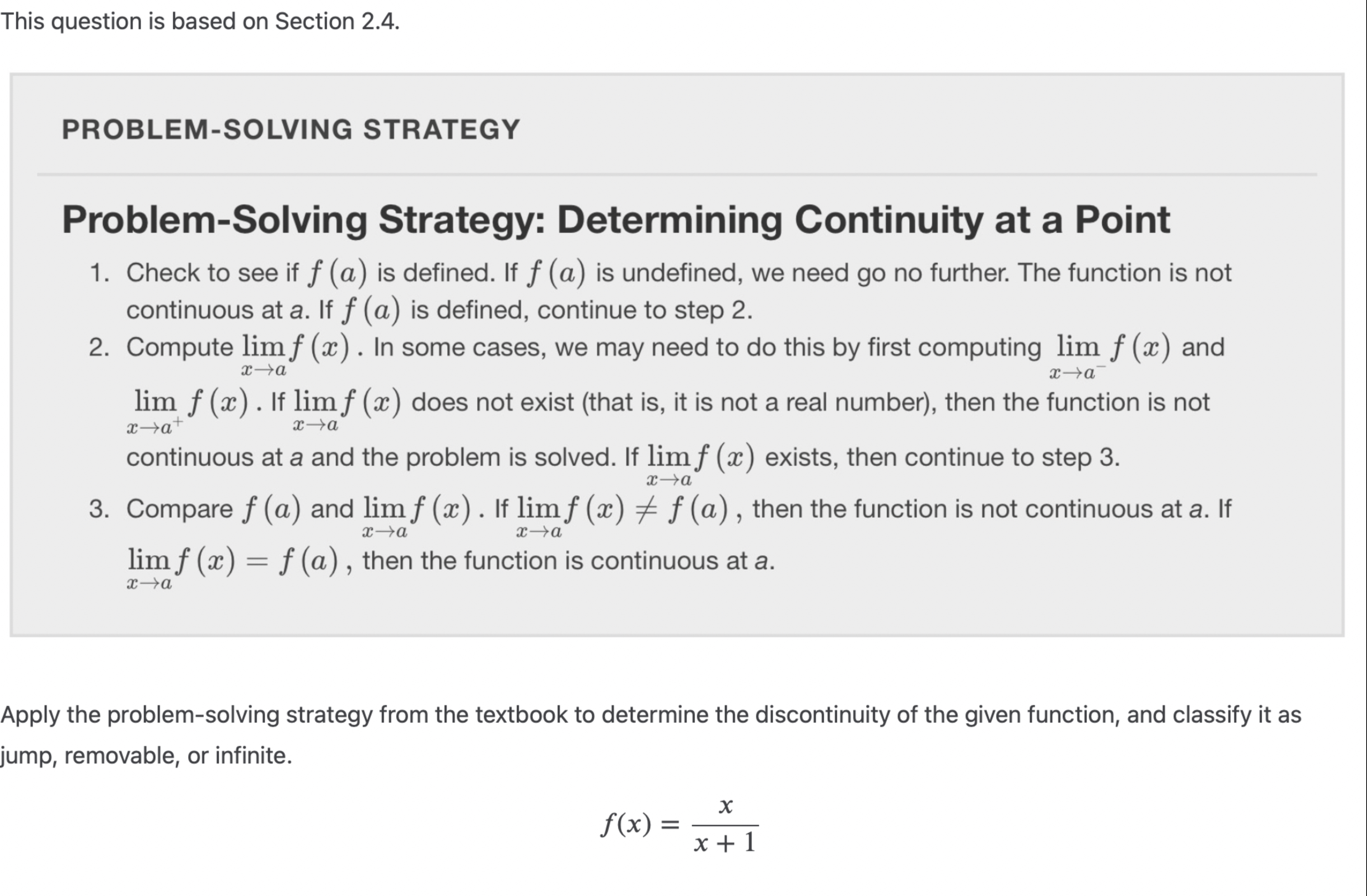 Solved Problem-Solving Strategy: Determining Continuity at | Chegg.com