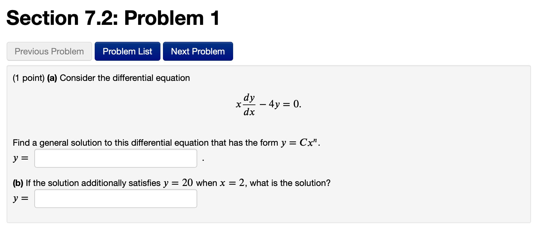 Solved Section 7.2: Problem 1 Previous Problem Problem List | Chegg.com