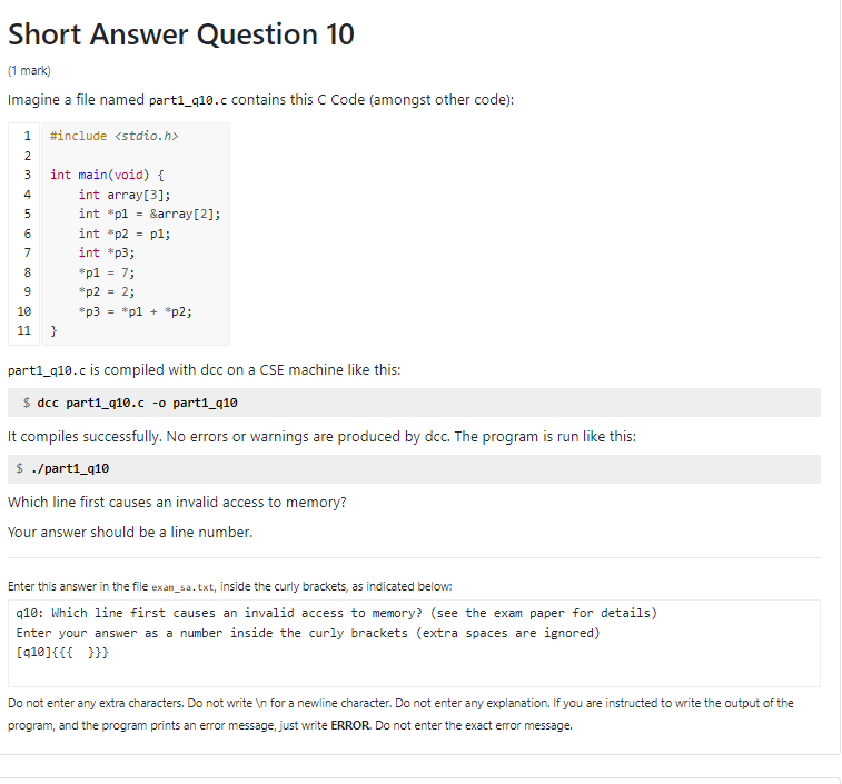 Solved Short Answer Question 10 (1 mark) Imagine a file | Chegg.com