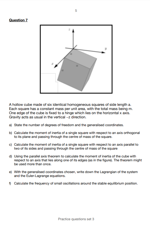 Solved 5 Question 7 A hollow cube made of six identical | Chegg.com