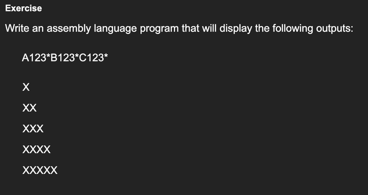 Solved Exercise Write an assembly language program that will | Chegg.com