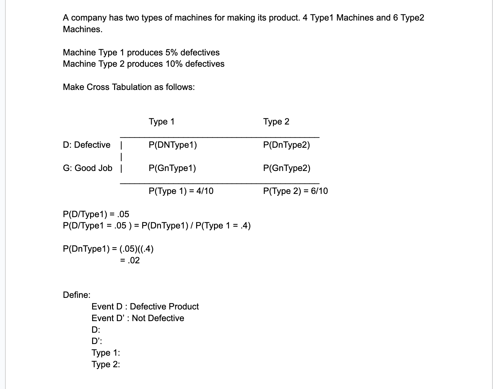 Solved A company has two types of machines for making its