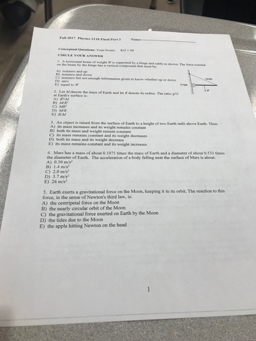 Solved Fell 2017 Physies 2110 Final Part 2 Conceptual | Chegg.com