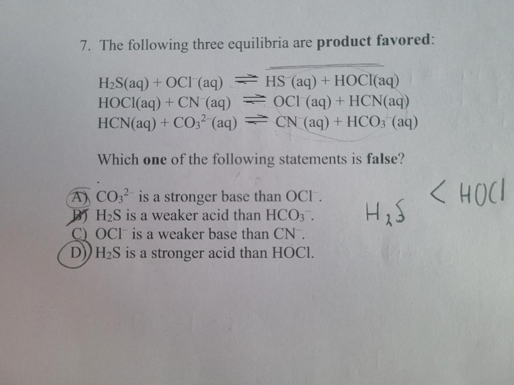 Solved 7. The following three equilibria are product | Chegg.com
