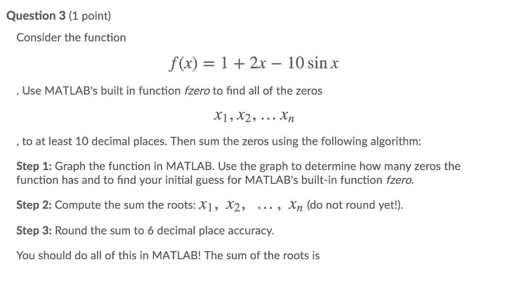 fzero matlab piecewise function