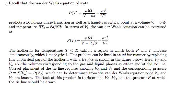 Solved 3. Recall that the van der Waals equation of state | Chegg.com