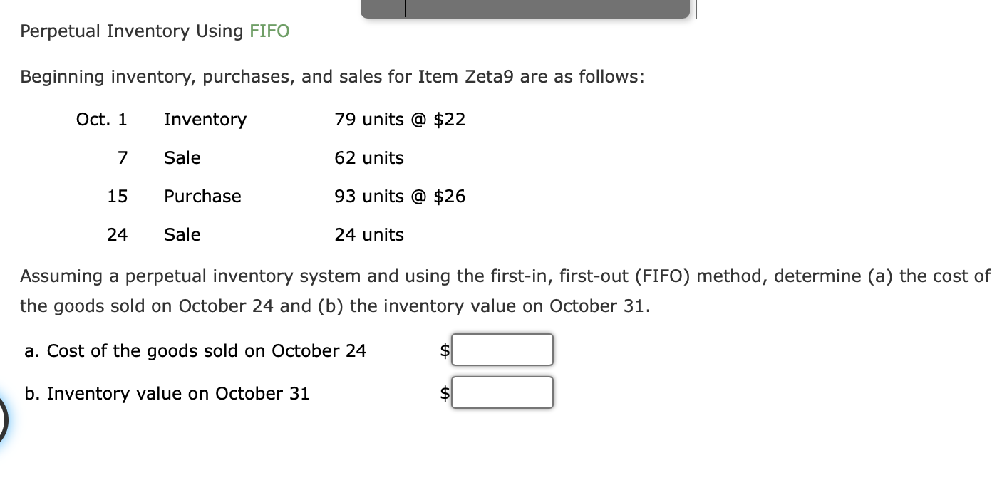 Solved Perpetual Inventory Using FIFO Beginning Inventory, | Chegg.com