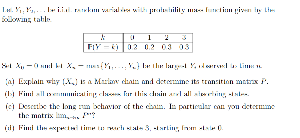 Solved Let Y1 Y2 Be I I D Random Variables With