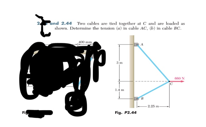 Solved 2 , o nd 2.44 Two cables are tied together at C and | Chegg.com