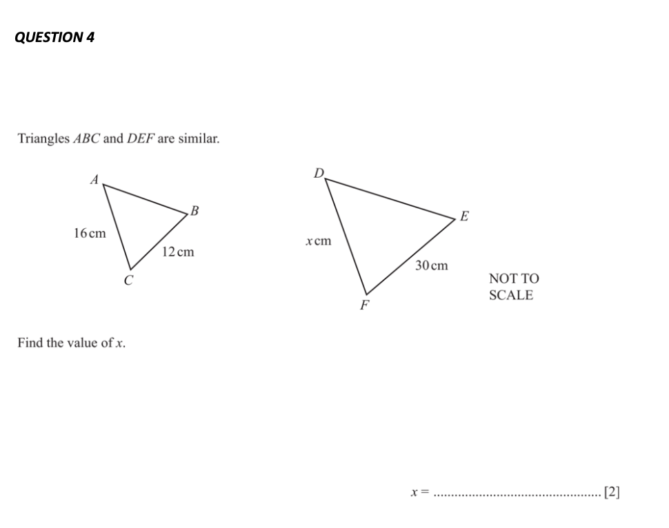 Solved QUESTION 4 Triangles ABC and DEF are similar. D А B E