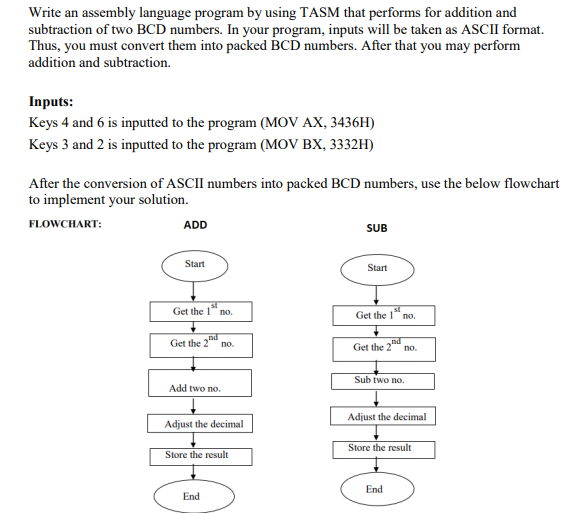 Solved Write an assembly language program by using TASM that | Chegg.com