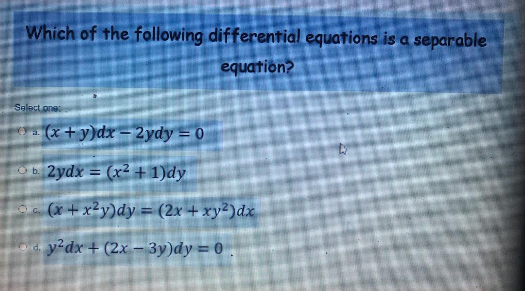 Solved Which Of The Following Differential Equations Is A