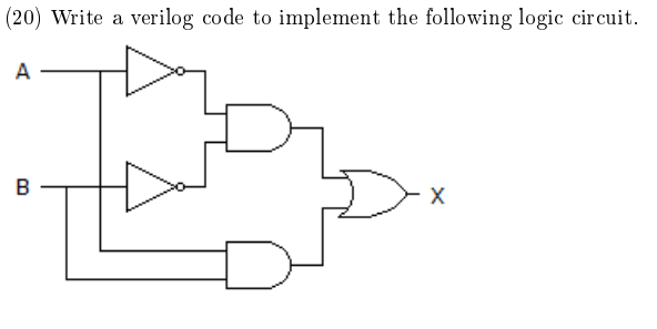 Solved (20) Write a verilog code to implement the following | Chegg.com