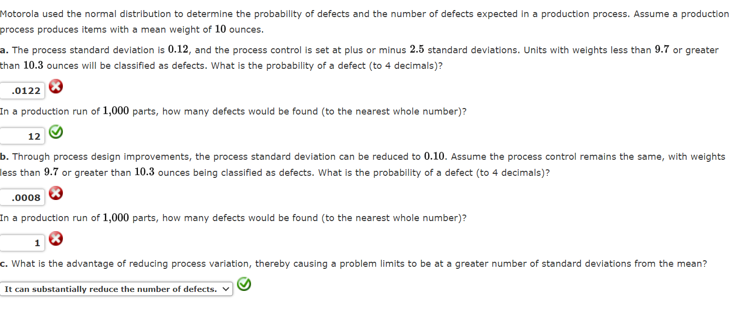 Solved Motorola Used The Normal Distribution To Determine | Chegg.com