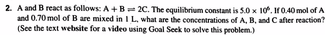 Solved 2. A And B React As Follows: A + B = 2C. The | Chegg.com