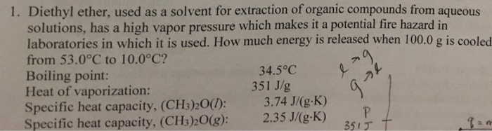 Solved 1 Diethyl Ether Used As A Solvent For Extraction Of Chegg