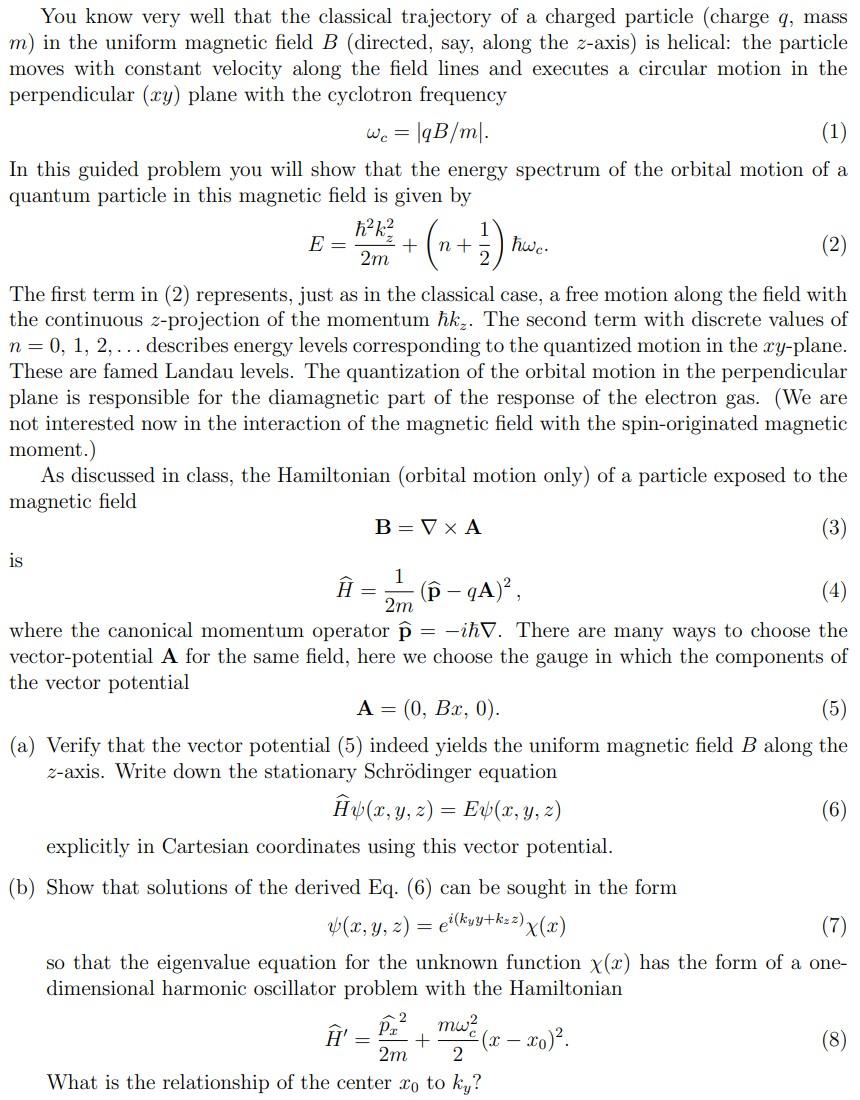 Solved You know very well that the classical trajectory of a | Chegg.com