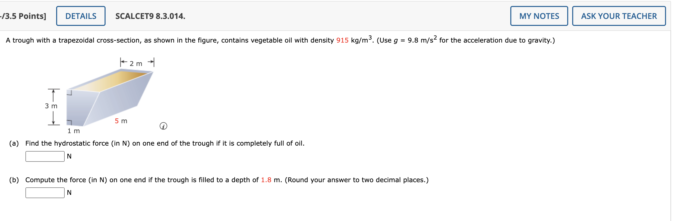 Solved A trough with a trapezoidal crosssection, as shown
