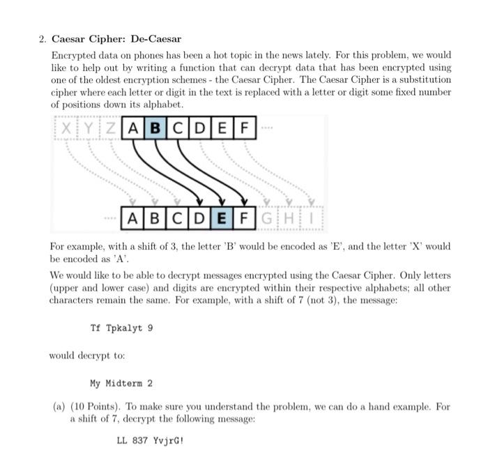 Worksheet 1 the caesar cipher answers