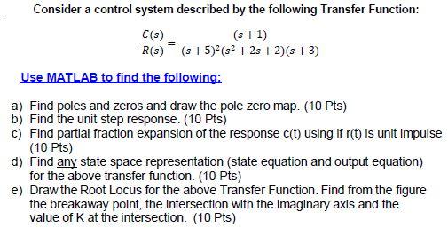 Solved Consider a control system described by the following | Chegg.com