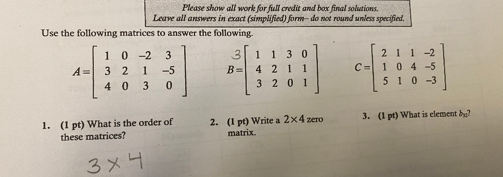 Solved Please show all work for full credit and box final | Chegg.com