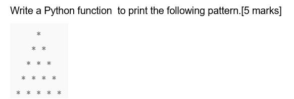 Solved Write a Python function to print the following | Chegg.com