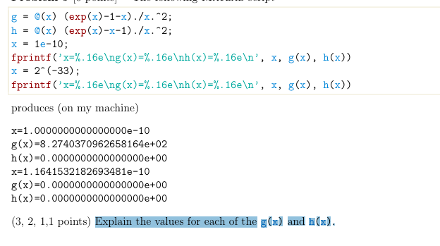 Solved Given the Matlab script what do the values of g(x) | Chegg.com