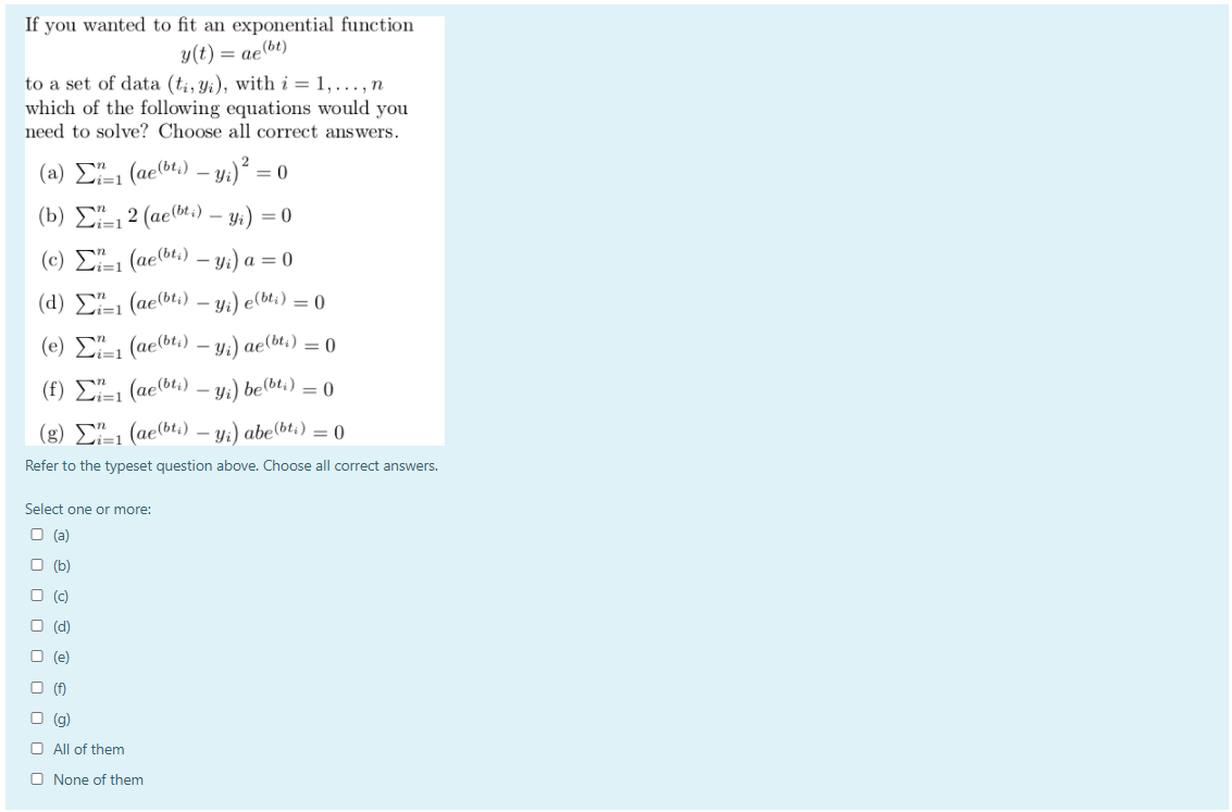 Solved If You Wanted To Fit An Exponential Function T Chegg Com