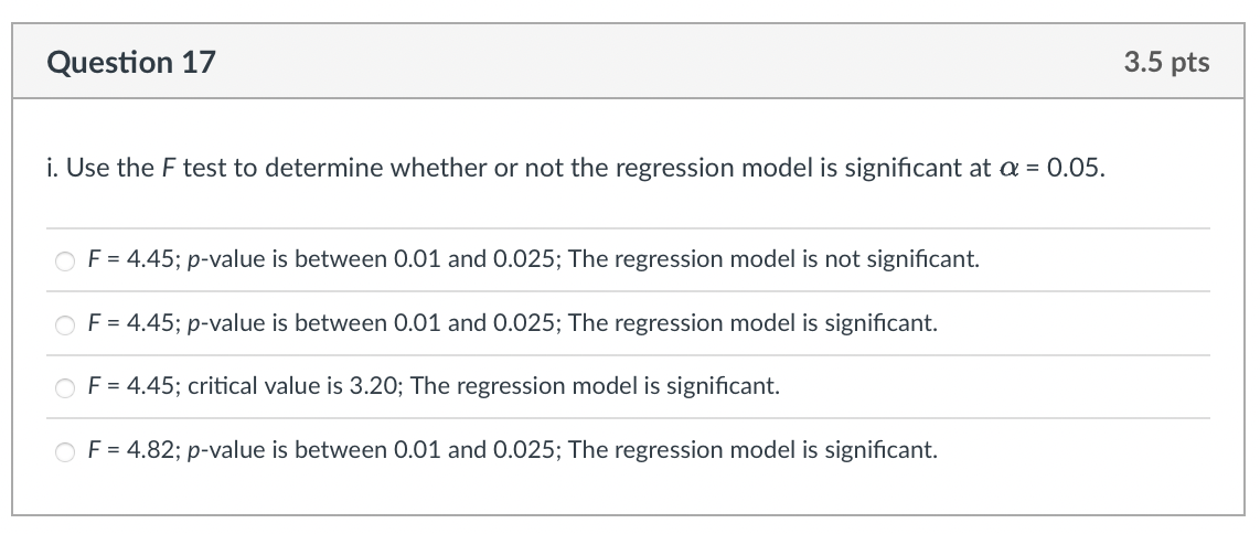 Solved \r\ni. Use the \( F \) test to determine whether or 