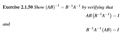 Solved Exercise 2.1.50 Show (AB)-' =B-'A-" By Verifying That | Chegg.com