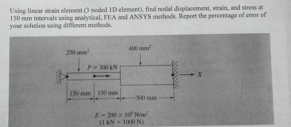 Solved Using Linear Strain Element ( 3 Noded 1d Element), 