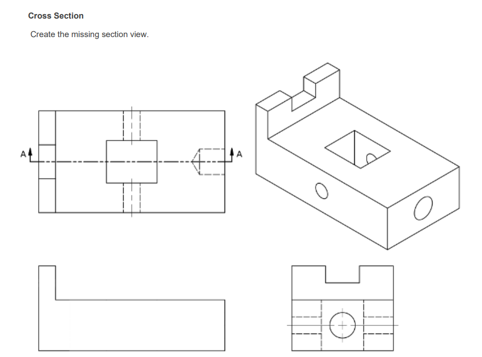 Solved Cross Section Create the missing section view. | Chegg.com