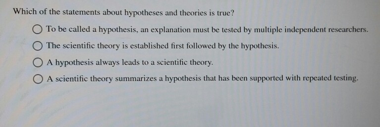 which statement about hypothesis is true