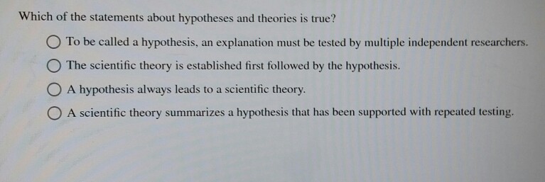 Solved Which Of The Statements About Hypotheses And Theories | Chegg.com