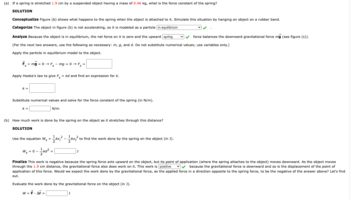 Solved a) If a spring is stretched 1.9 cm by a suspended | Chegg.com