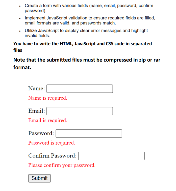 Solved Create a form with various fields (name, ﻿email,