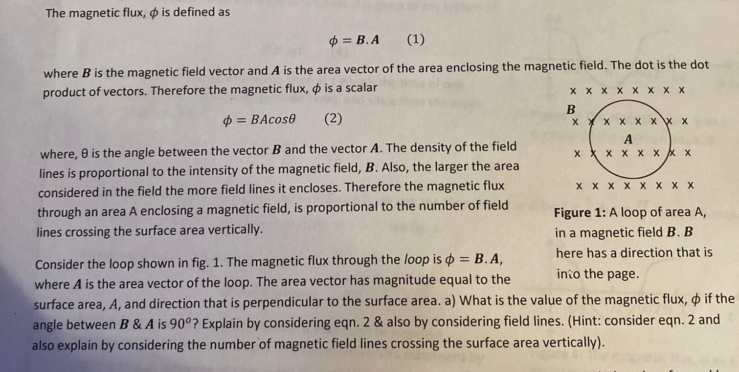 Solved what is the value of the magnetic flux if the angle | Chegg.com