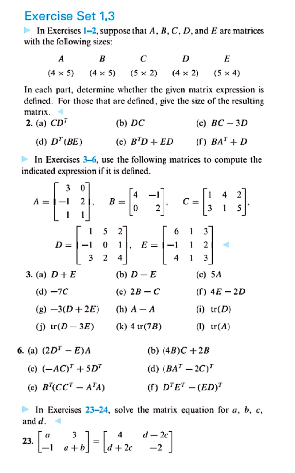 Solved Exercise Set 1,3 In Exercises 1-2, Suppose That A, B, | Chegg.com