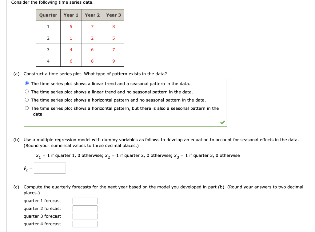 Solved Consider the following time series data. (a) | Chegg.com