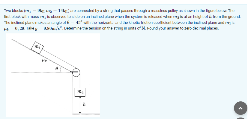 Solved Two Blocks ( M1=9 Kg,m2=14 Kg ) Are Connected By A | Chegg.com