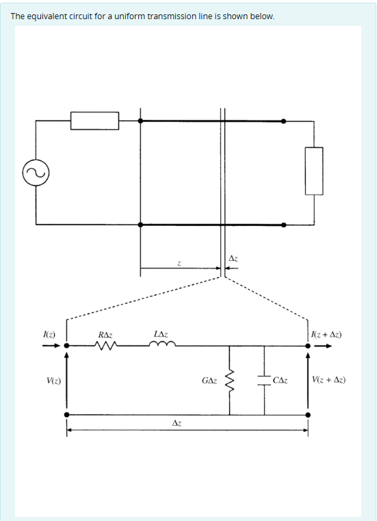 Solved The equivalent circuit for a uniform transmission | Chegg.com