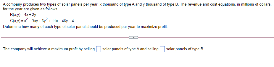 Solved A company produces two types of solar panels per | Chegg.com